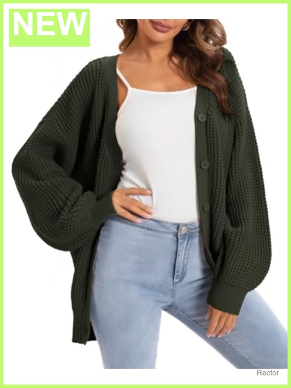 100% Cotton Oversized Cardigan Sweater Button Down V-Neck Long Sleeve
